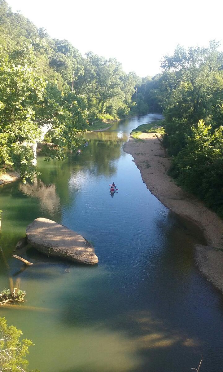 View down the river from up high with a kayak